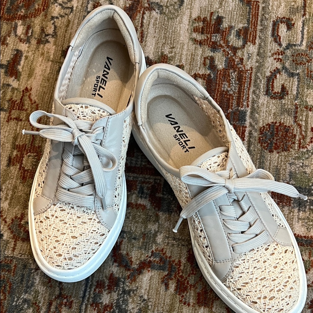 Vaneli Cream Lace Sneakers